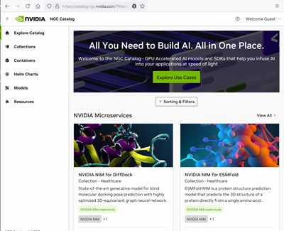 nvidia ngc webpage