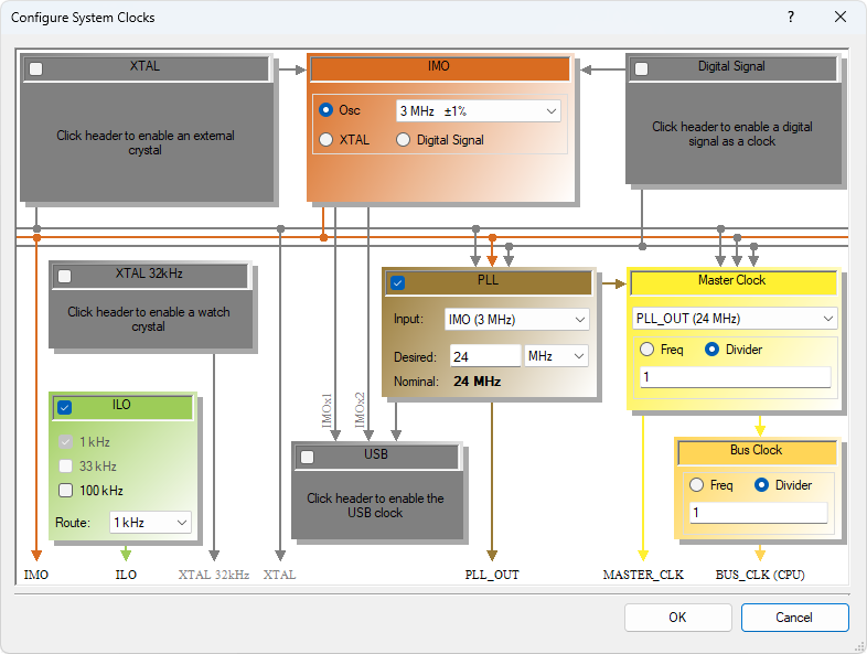 PSoCCreator ConfigurationSystemClocks